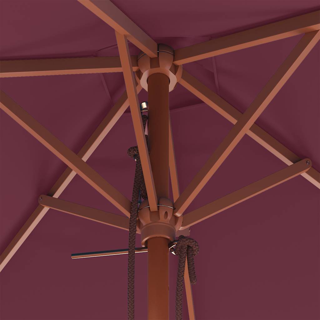 Lauko skėtis nuo saulės su mediniu stulpu, raudonas, 150x200cm