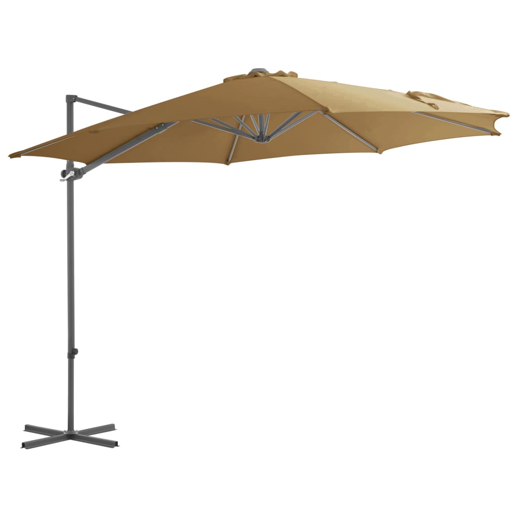 Gembinis sodo skėtis su plieniniu stulpu, taupe, 300cm
