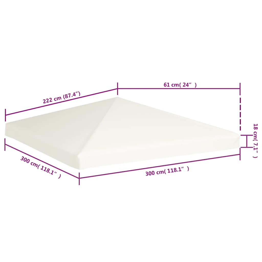 Viršutinis pavėsinės uždangalas, 310 g/m², 3x3m, baltas