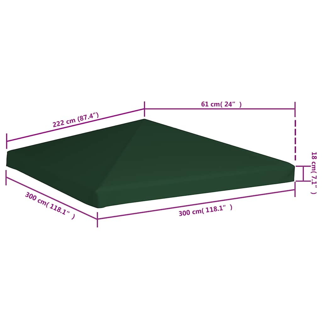 Viršutinis pavėsinės uždangalas, žalias, 310 g/m², 3x3m