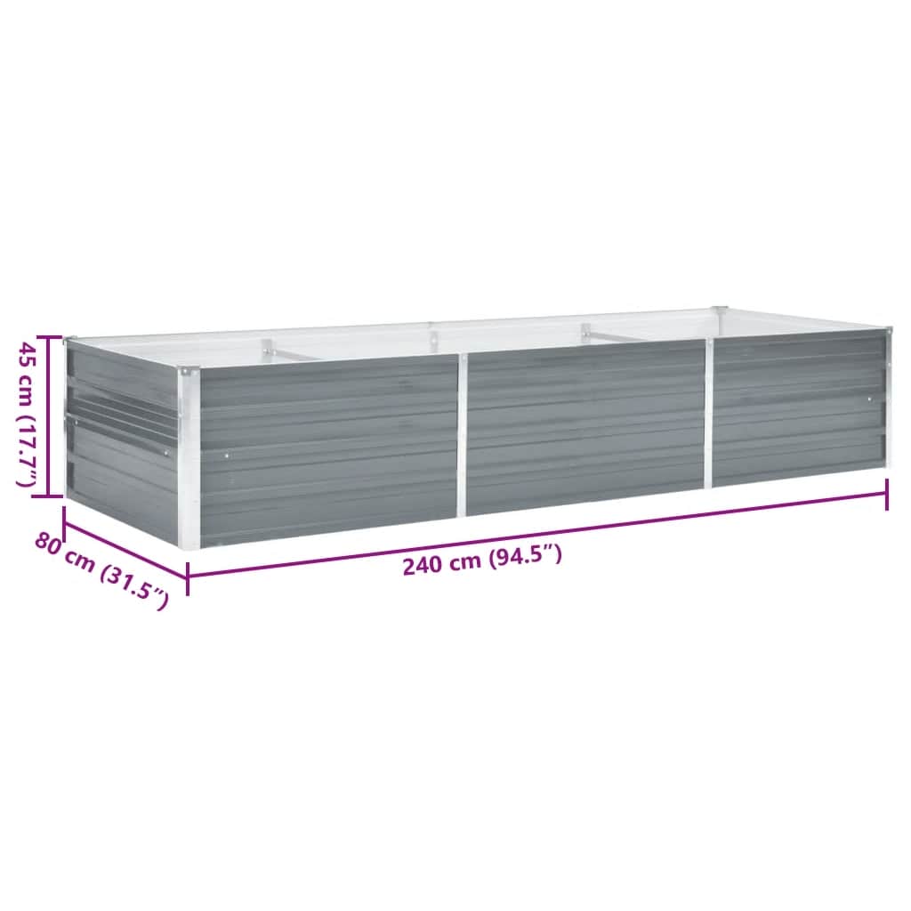 Lovelis, pilkas, galvanizuotas plienas, 240x80x45cm