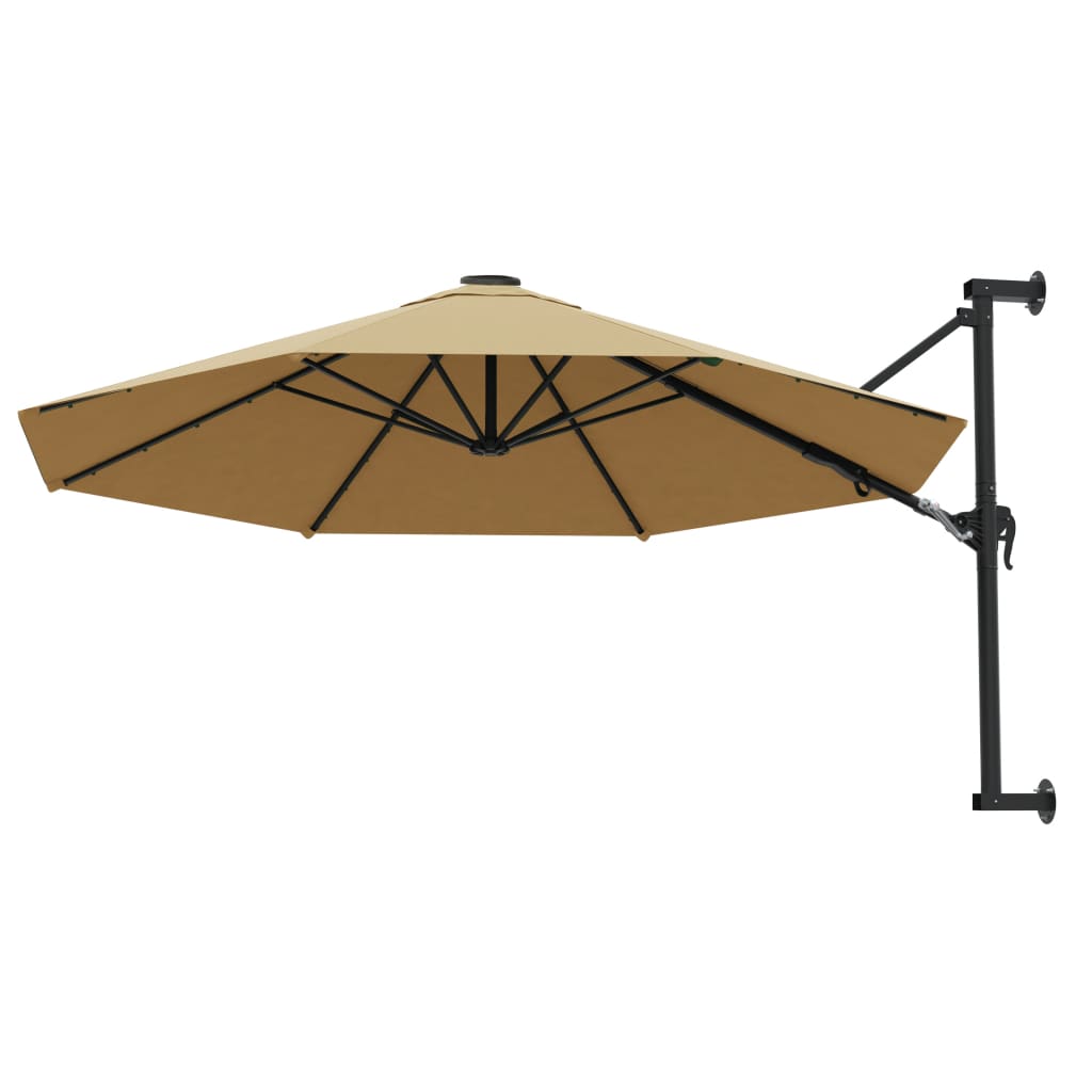 Prie sienos montuojamas skėtis su stulpu, taupe, 300cm