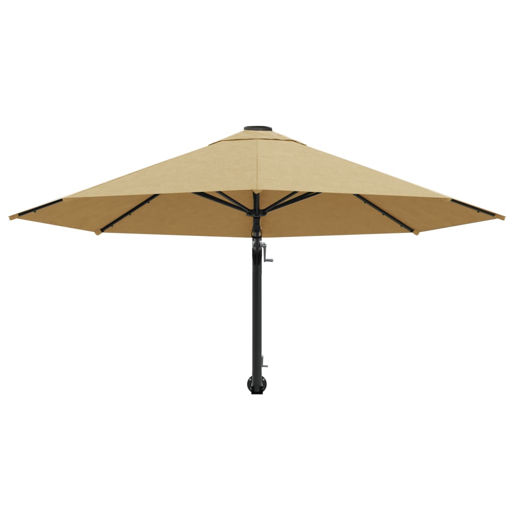 Prie sienos montuojamas skėtis su stulpu, taupe, 300cm