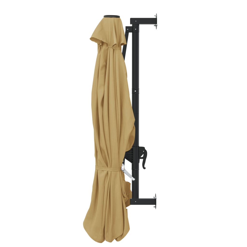Prie sienos montuojamas skėtis su stulpu, taupe, 300cm