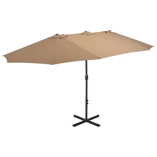 Lauko skėtis nuo saulės su aliuminio stulpu, taupe, 460x270cm