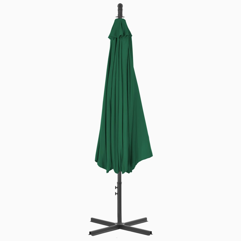 Gembinis sodo skėtis su plieniniu stulpu, žalias, 300cm