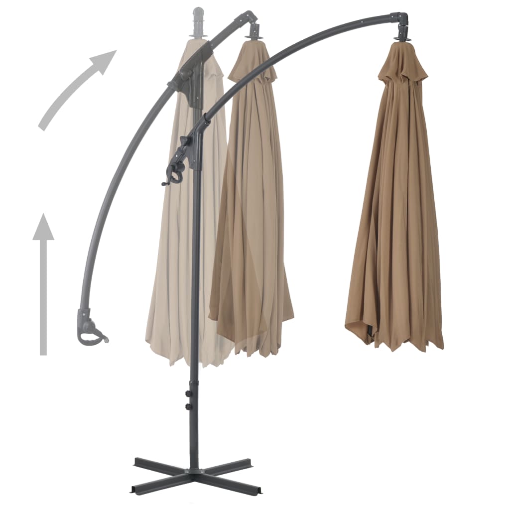 Gembinis sodo skėtis su plieniniu stulpu, taupe, 300cm