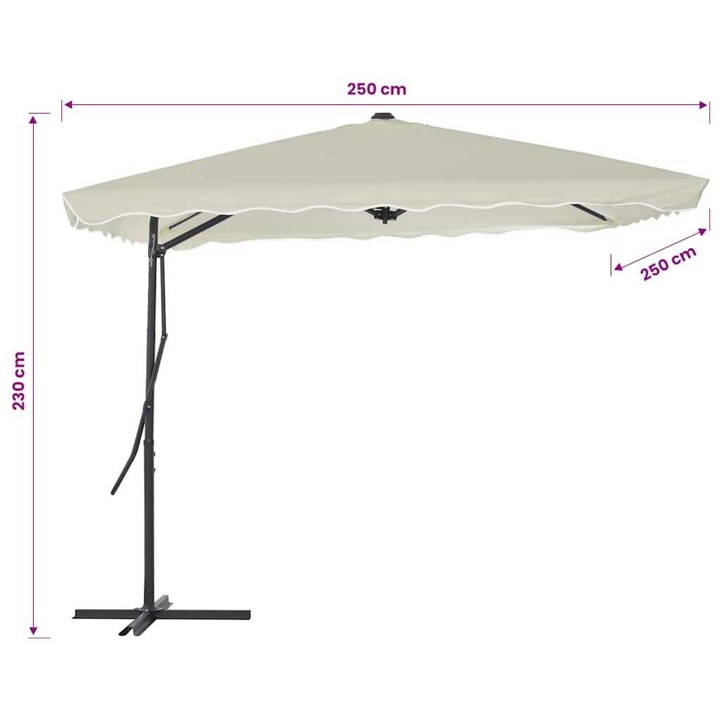 Lauko skėtis nuo saulės su plieniniu stulpu, smėlio, 250x250cm