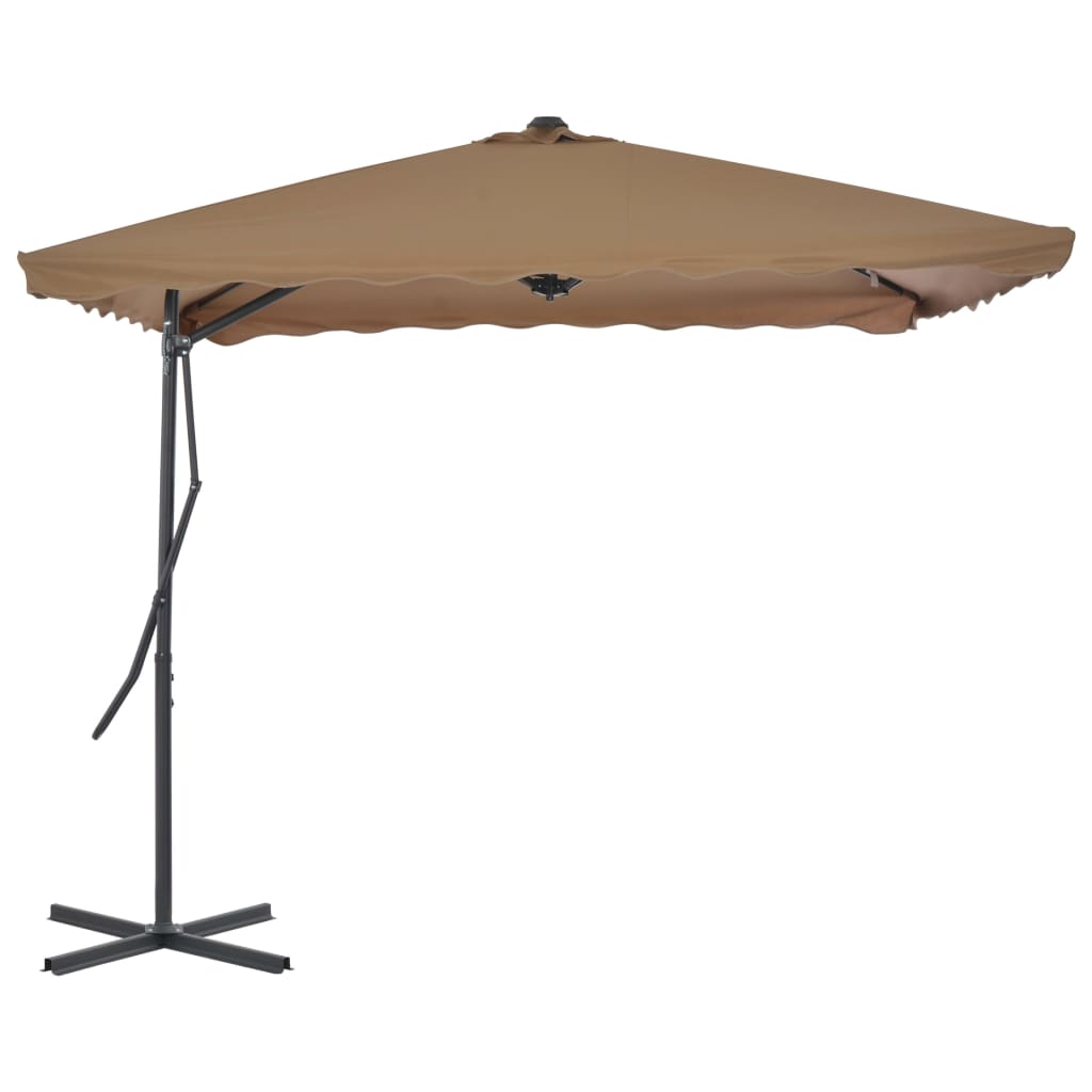 Lauko skėtis nuo saulės su plieniniu stulpu, taupe, 250x250cm