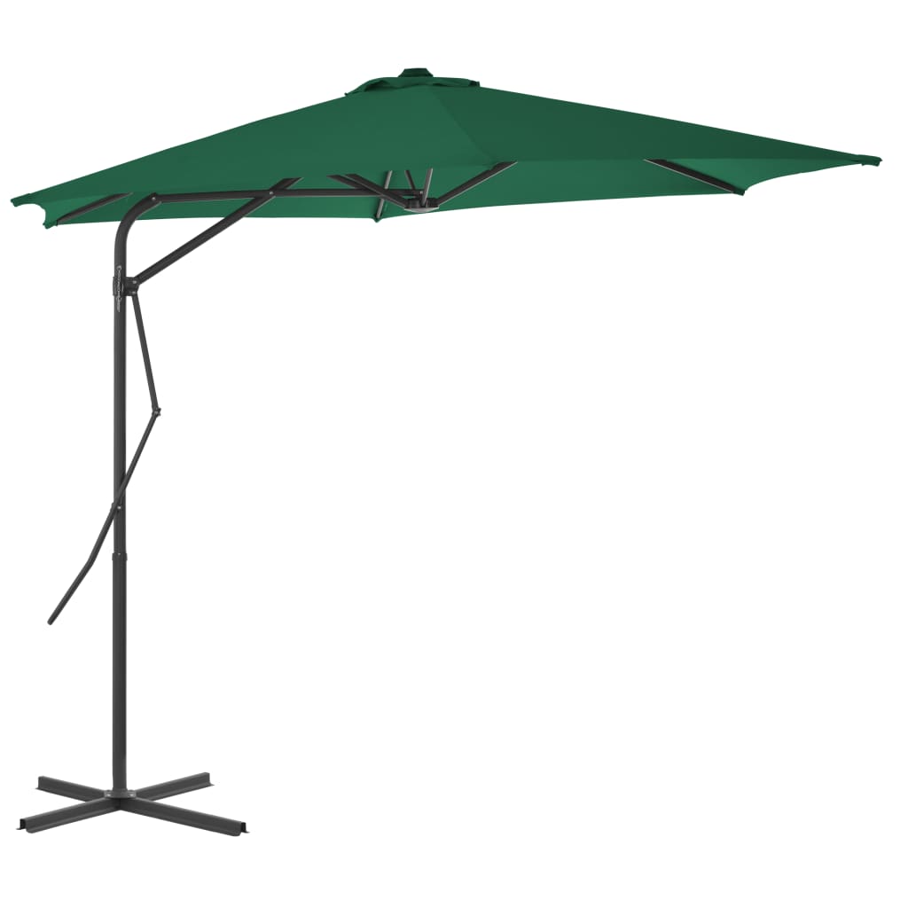 Lauko skėtis nuo saulės su plieniniu stulpu, žalias, 300cm