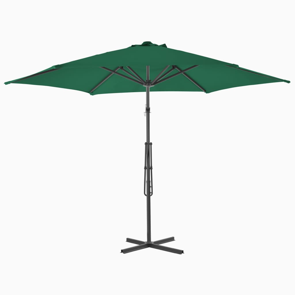 Lauko skėtis nuo saulės su plieniniu stulpu, žalias, 300cm