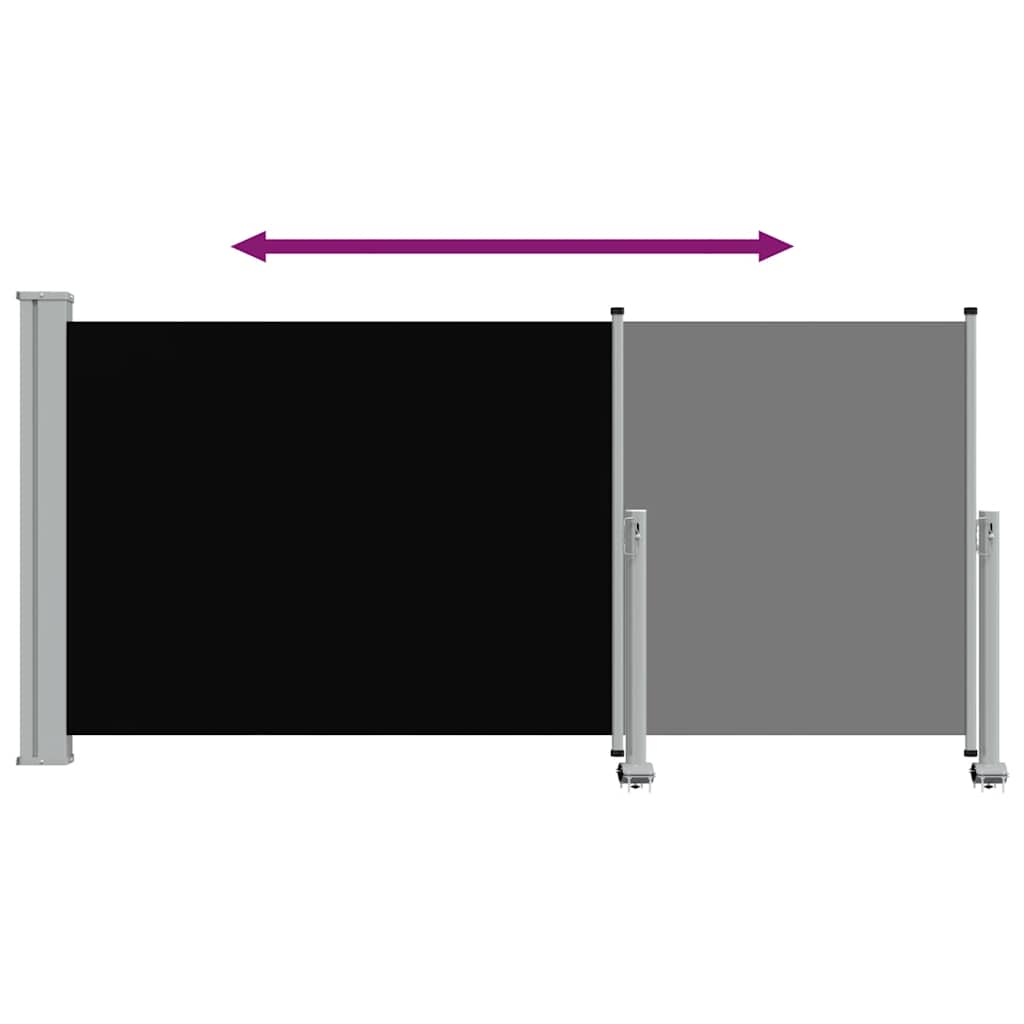 Ištraukiama šoninė kiemo pertvara, juodos spalvos, 120x300cm