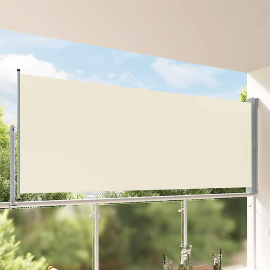 Ištraukiama šoninė kiemo pertvara, kreminės spalvos, 140x300cm