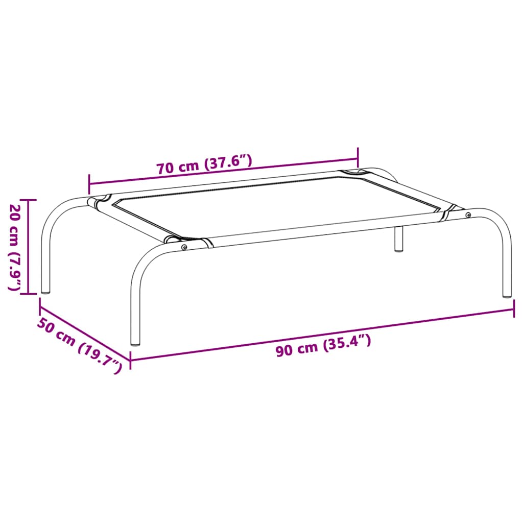Pakeltas gultas šuniui, juodas, tekstilenas, S