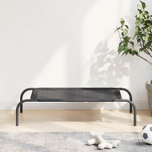 Pakeltas gultas šuniui, juodas, tekstilenas, S