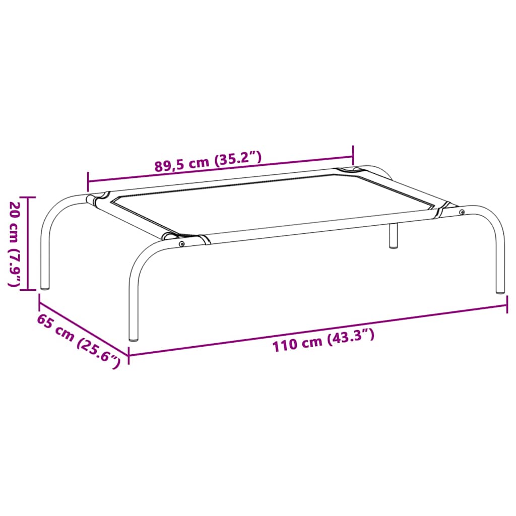 Pakeltas gultas šuniui, juodas, tekstilenas, L