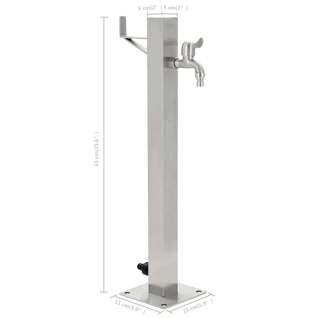 Vandens kolonėlė sodui, 65cm, nerūdijantis plienas, kvadratinė