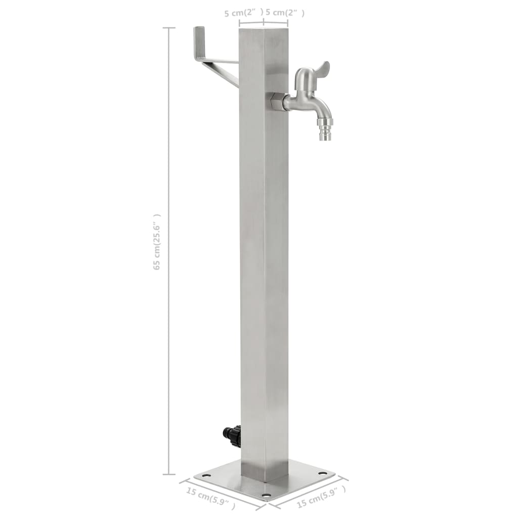 Vandens kolonėlė sodui, 65cm, nerūdijantis plienas, kvadratinė