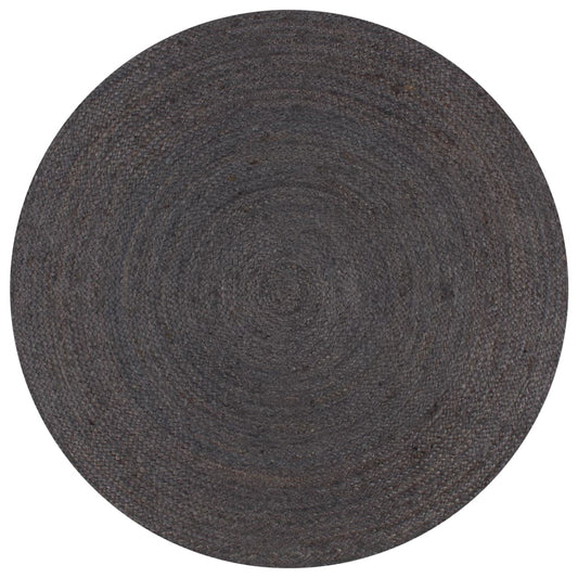 Kilimas, tamsiai pilkas, 90cm, džiutas, apvalus, rankų darbo