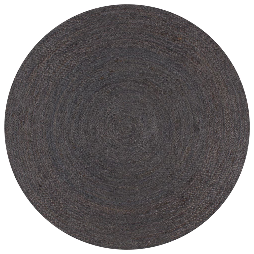 Kilimas, tamsiai pilkas, 150cm, džiutas, apvalus, rankų darbo