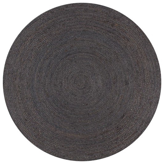 Kilimas, tamsiai pilkas, 150cm, džiutas, apvalus, rankų darbo