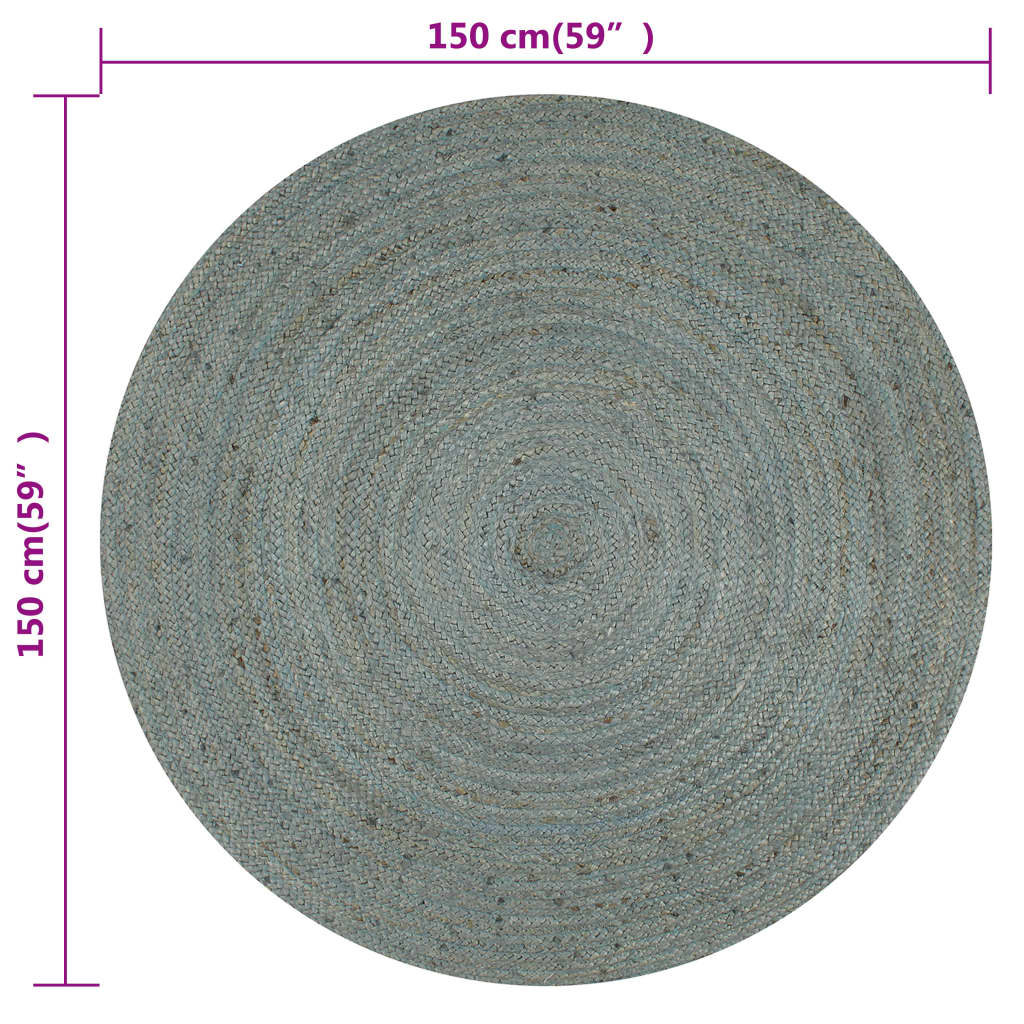Kilimas, alyv. žal. sp., 150cm, džiutas, apval., rankų darbo