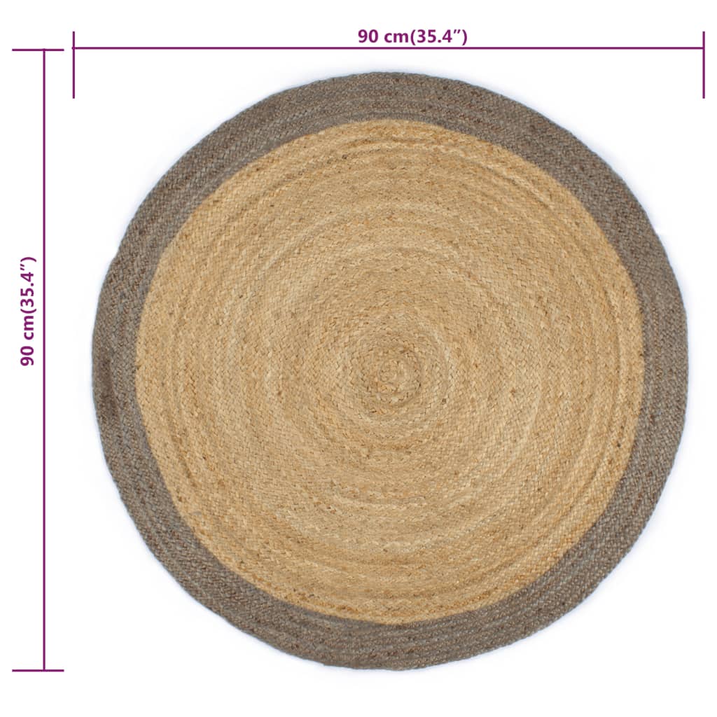 Kilimas, 90cm, džiutas, rankų darbo, su pilku kraštu