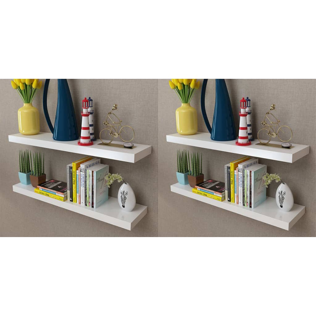 Sieninės lentynos, 4vnt., baltos, 80 cm