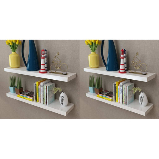 Sieninės lentynos, 4vnt., baltos, 80 cm