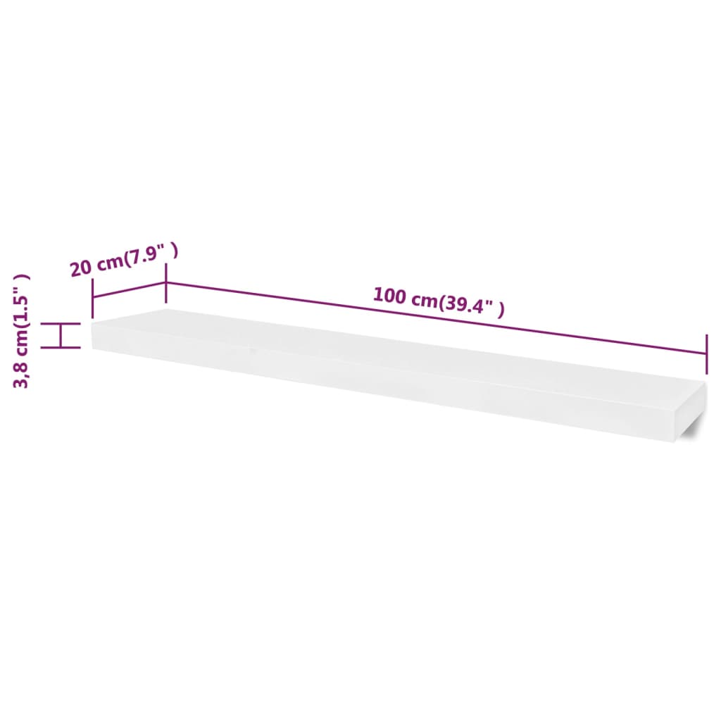 Sieninės lentynos, 4vnt., baltos, 100 cm