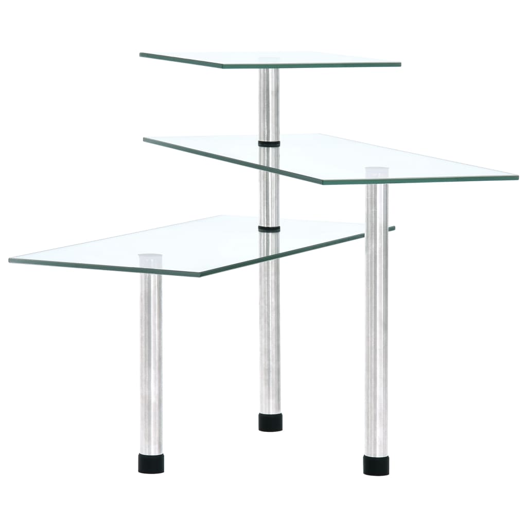 Kampinė lentyna virtuvei, 3 aukštų, grūdintas stiklas