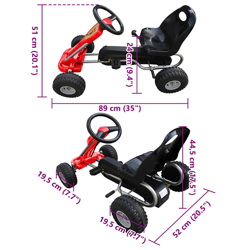 Pedalais minamas kartingas, raudonas