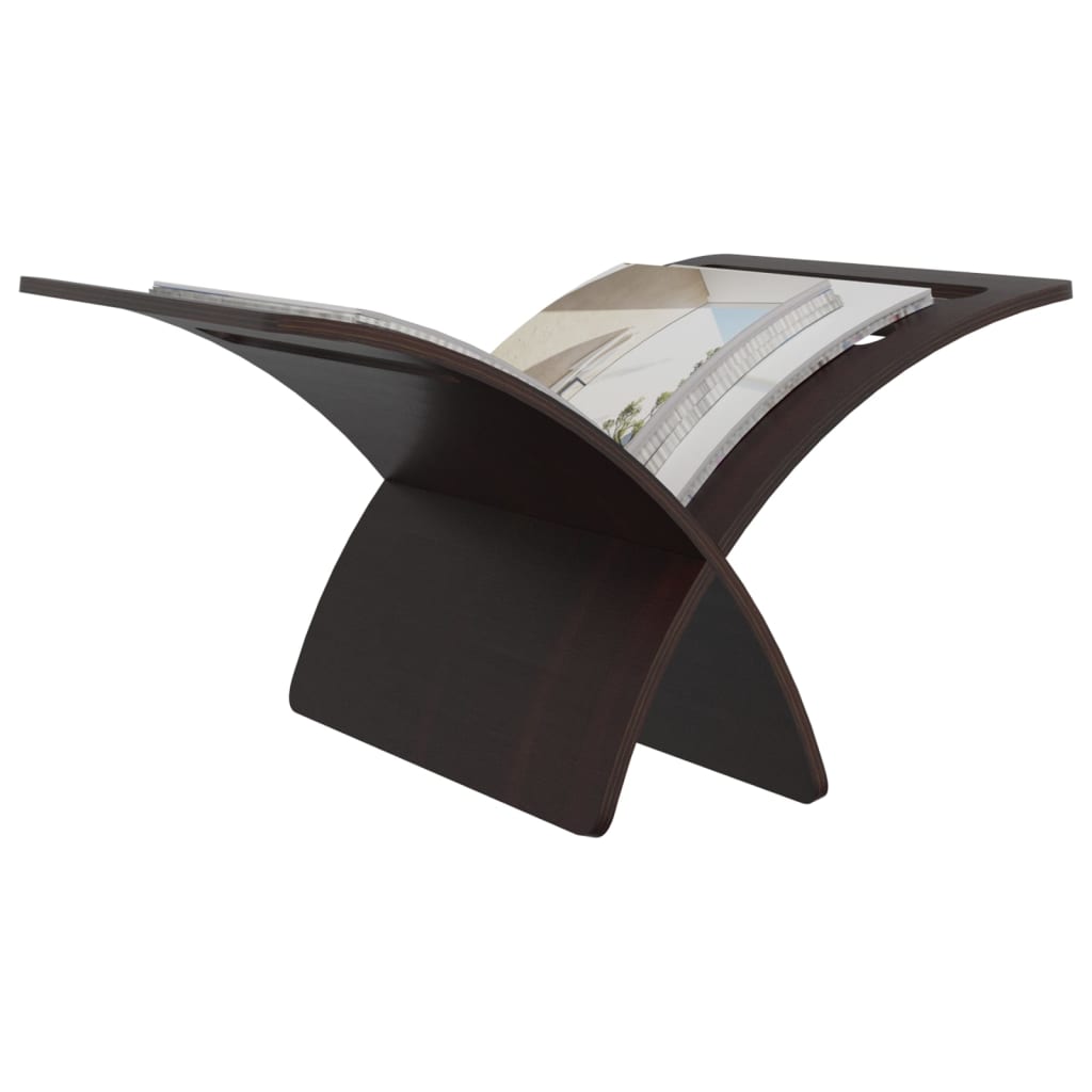 Medinis žurnalų laikiklis, rudas, pastatomas ant žemės