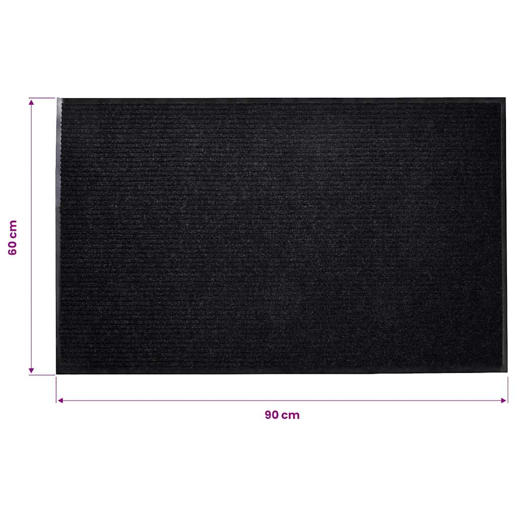 Juodas PVC Durų Kilimėlis, 90 x 60 cm