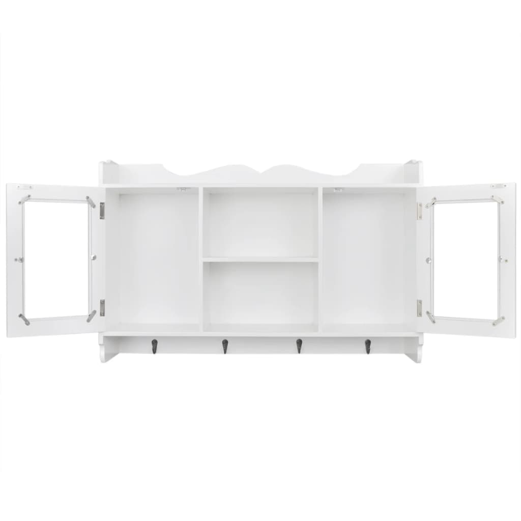 Sieninė spintelė-eksponavimo lentyna, baltos spalvos, MDF