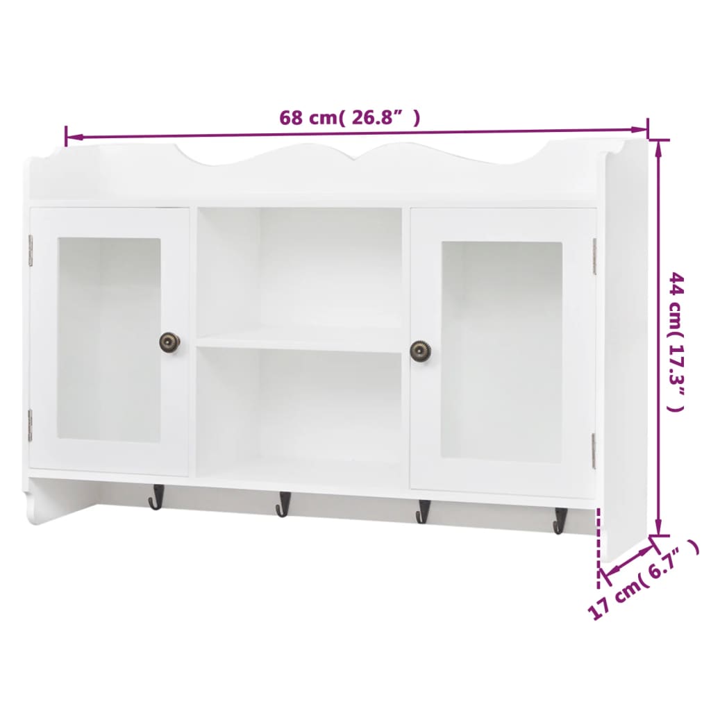 Sieninė spintelė-eksponavimo lentyna, baltos spalvos, MDF