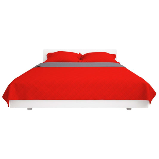 131556 vidaXL Double-sided Quilted Bedspread Red and Grey 220x240 cm