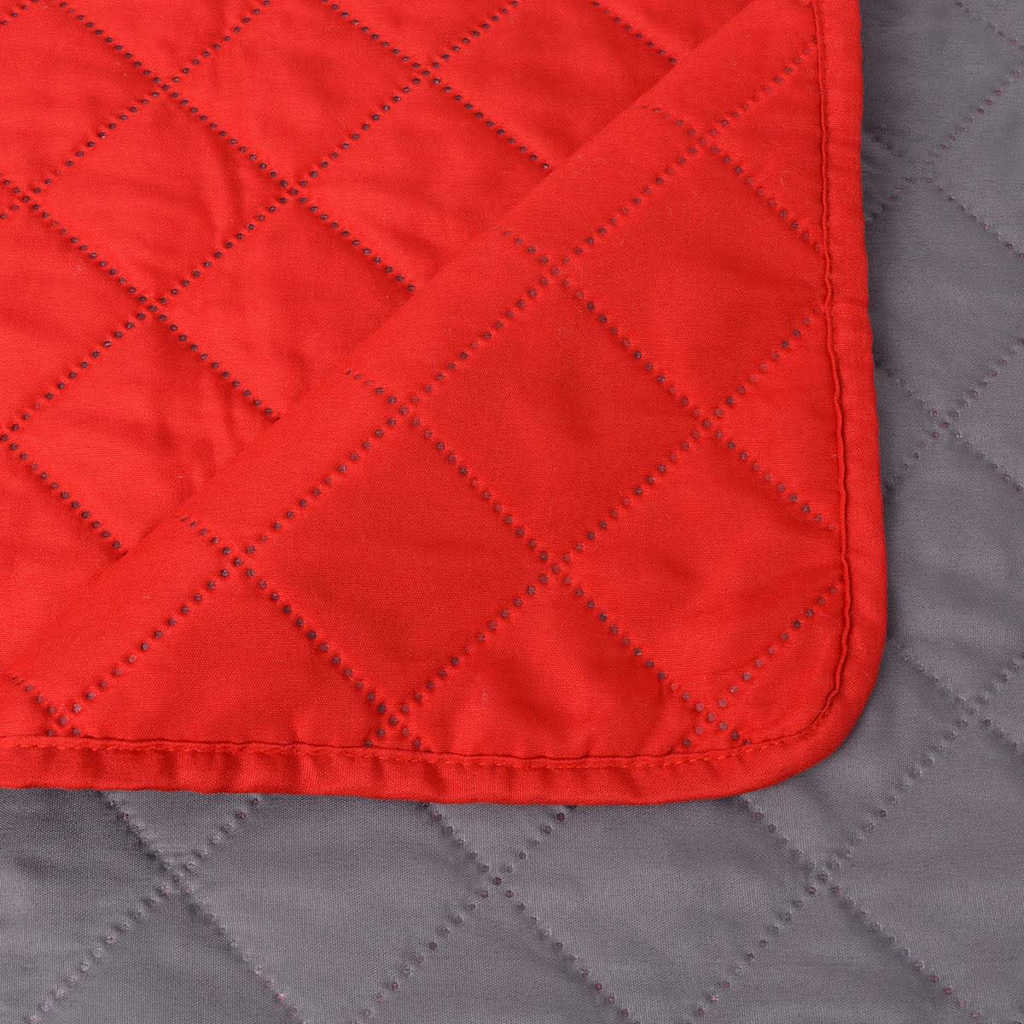 131556 vidaXL Double-sided Quilted Bedspread Red and Grey 220x240 cm