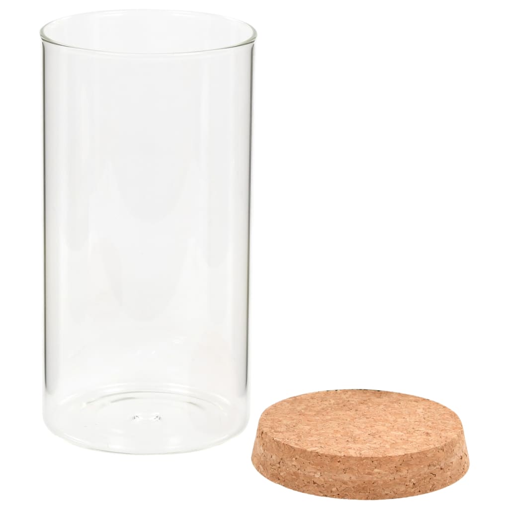 Stikliniai indai su kamštiniais dangteliais, 6vnt., 1400ml