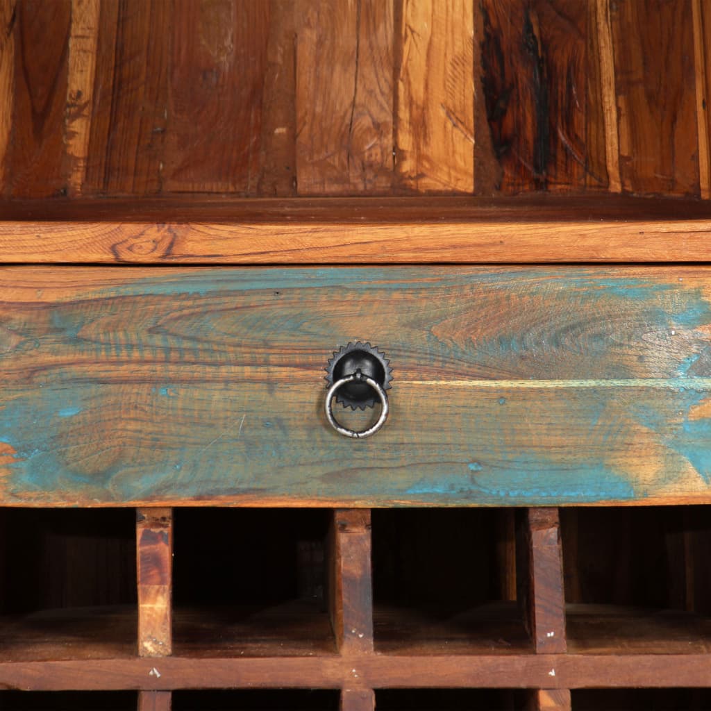 Vyno butelių laikiklis, 50x40x180 cm, perdirbtos med. masyvas