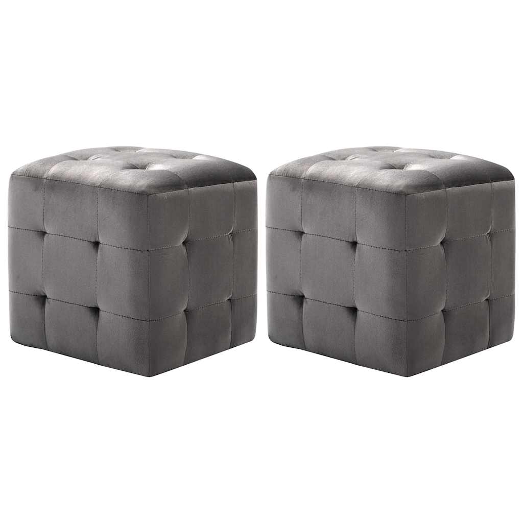 Pufai, 2 vnt., pilkos spalvos, 30x30x30 cm, aksomas (249017)