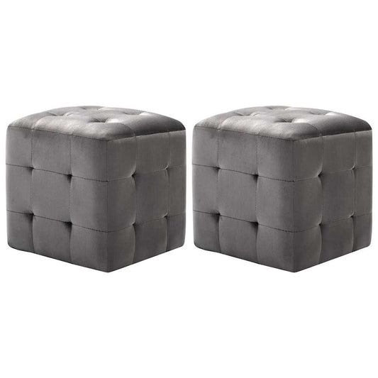Pufai, 2 vnt., pilkos spalvos, 30x30x30 cm, aksomas (249017)