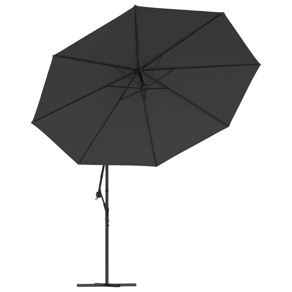 Gembinis sodo skėtis su aliuminiu stulpu, juodas, 350cm
