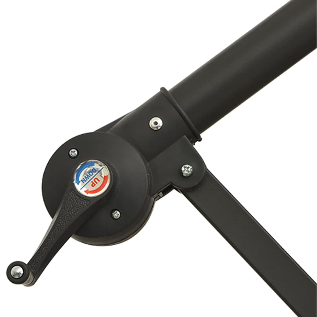 Gembinis skėtis su LED ir plieniniu stulpu, juodas, 300cm