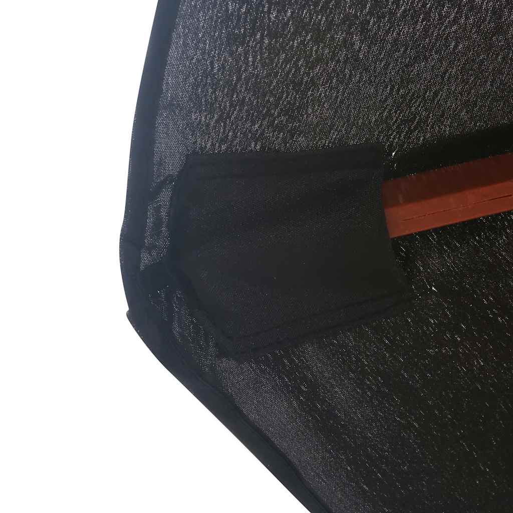 Lauko skėtis nuo saulės su mediniu stulpu, juodas, 350cm