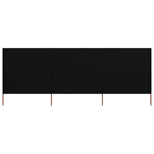 Uždanga nuo vėjo, 3 plokštės, juoda, 400x120cm, audinys