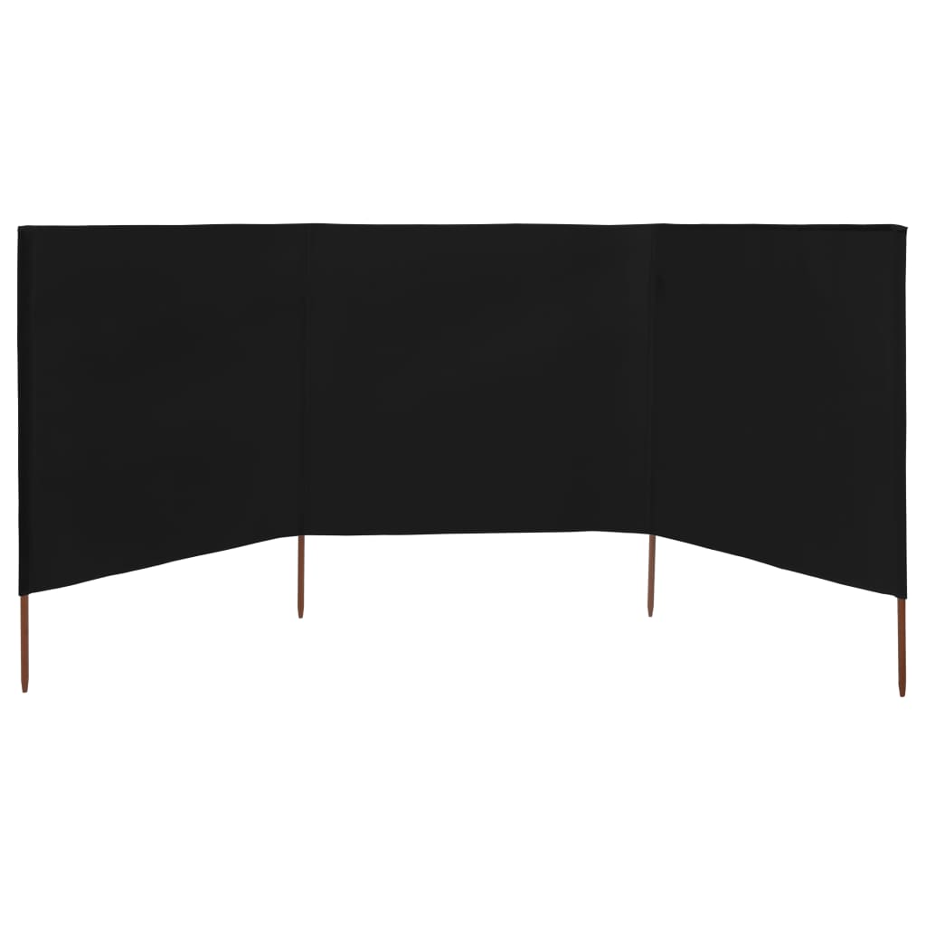 Uždanga nuo vėjo, 3 plokštės, juoda, 400x160cm, audinys