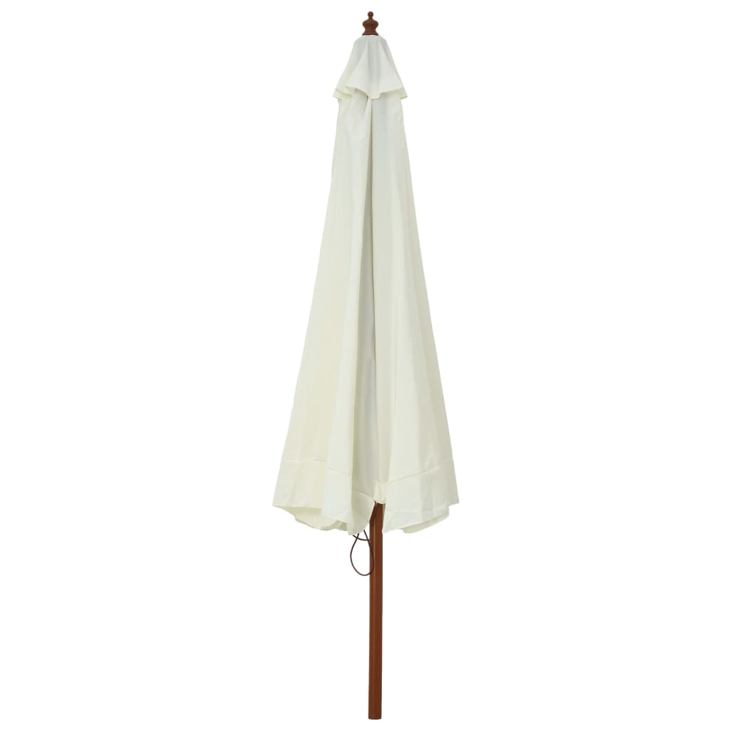 Lauko skėtis nuo saulės su mediniu stulpu, smėlio baltas, 330cm