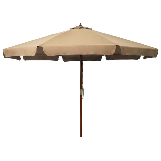 Lauko skėtis nuo saulės su mediniu stulpu, taupe spalvos, 330cm