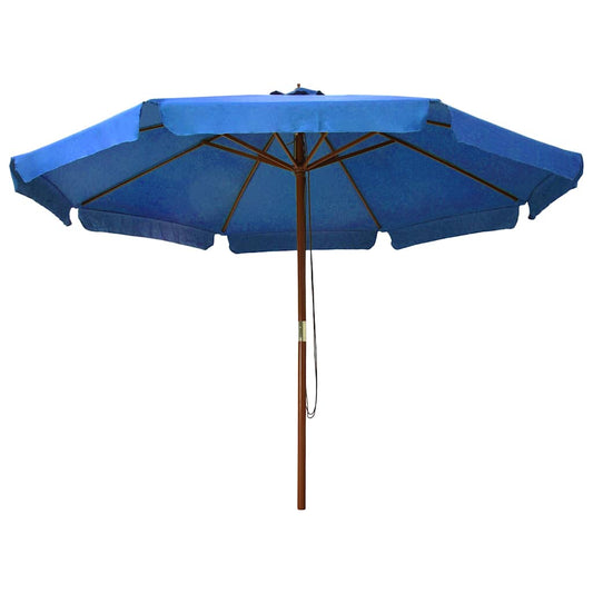 Lauko skėtis nuo saulės su mediniu stulpu, mėlynas, 330cm